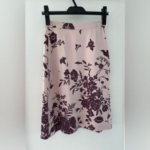 Jerome L’Huillier Made in France Pink Floral Silk A-line Skirt